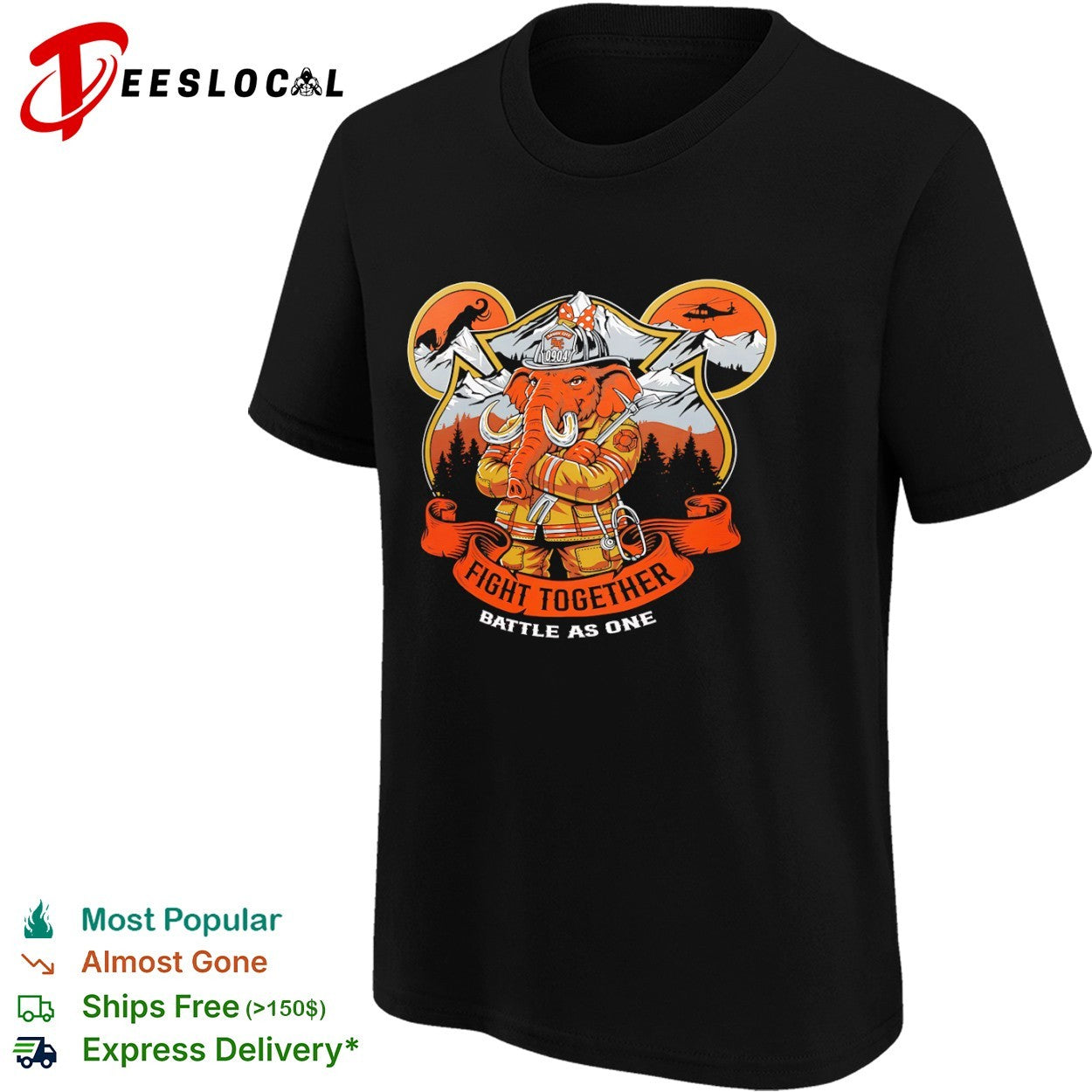 Sandy City FDC 0904 Elephant Firefighter Fight Together Battle as One shirt