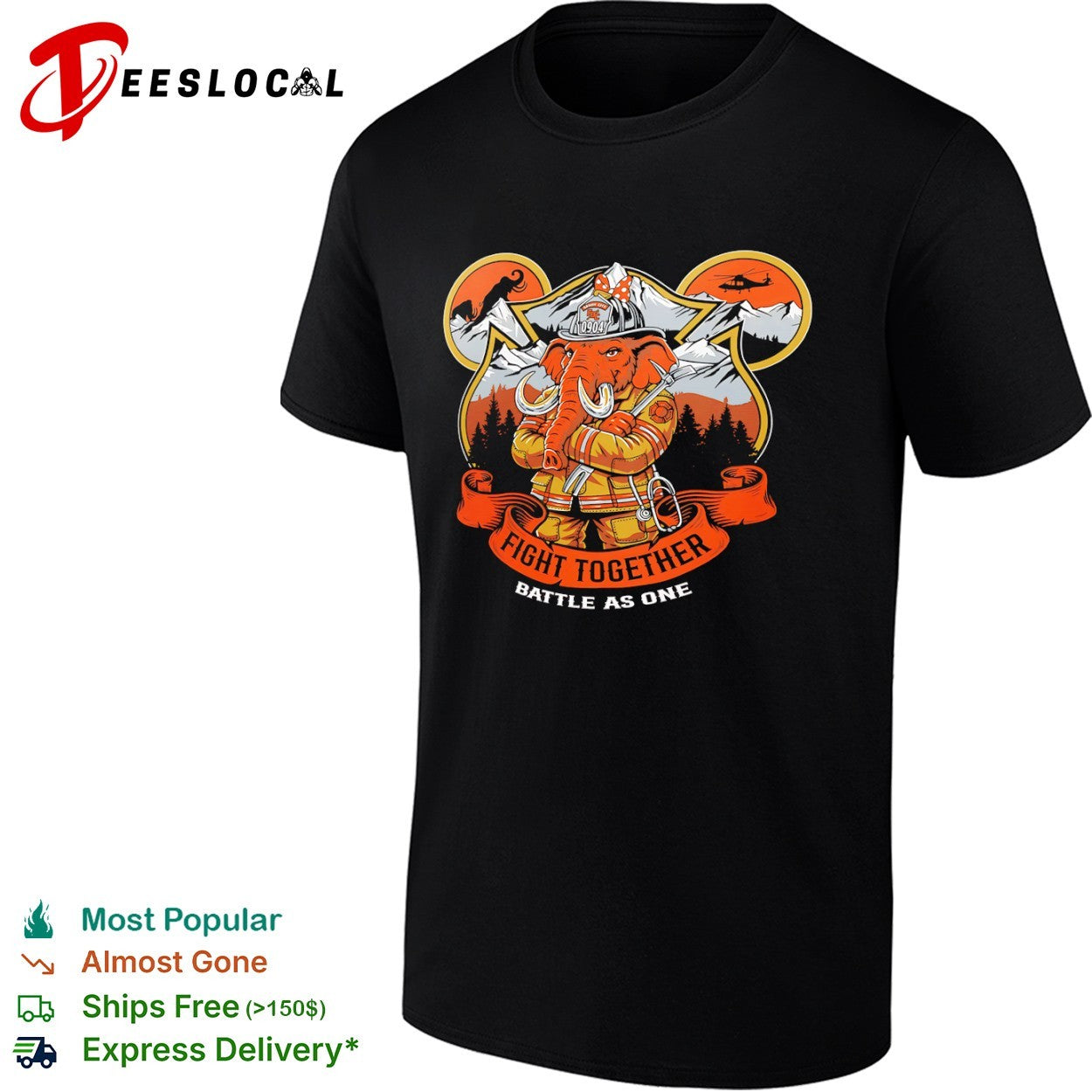 Sandy City FDC 0904 Elephant Firefighter Fight Together Battle as One shirt