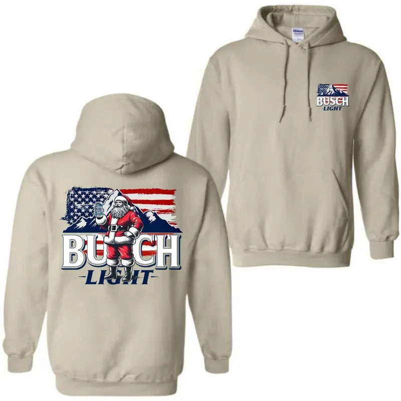 Santa Busch Light Christmas Flag USA Busch Light Hoodie, Sweatshirt And Tee, Busch Light Santa Shirt, Funny Shirt - 100%...