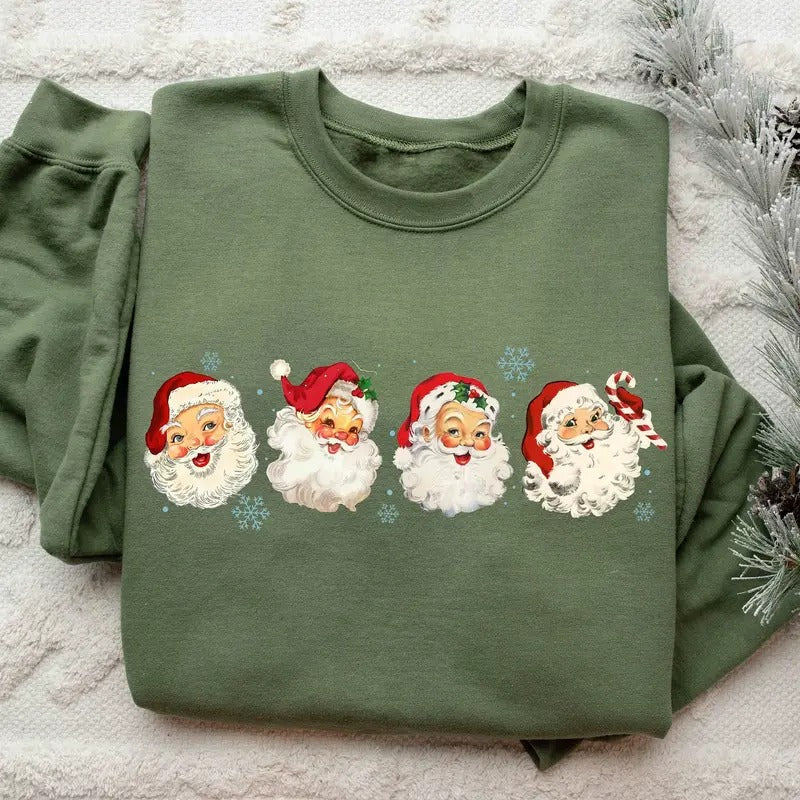 Santa Christmas Sweatshirt, Christmas Santa Sweatshirt, Retro Santa Shirt Gift for Women, Santa Sweatshirt Hoodie