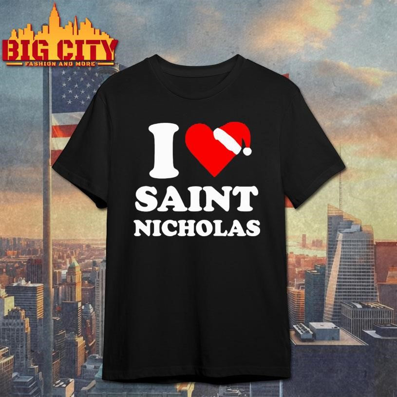Santa Claus Heart I love saint nicholas xmas christmas shirt