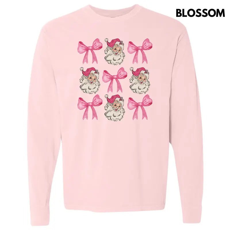 Santa Face Coquette Collage Long Sleeve Comfort Colors T-Shirt 'NLB' Hoodie, Sweatshirt | RetroVerseTees.com
