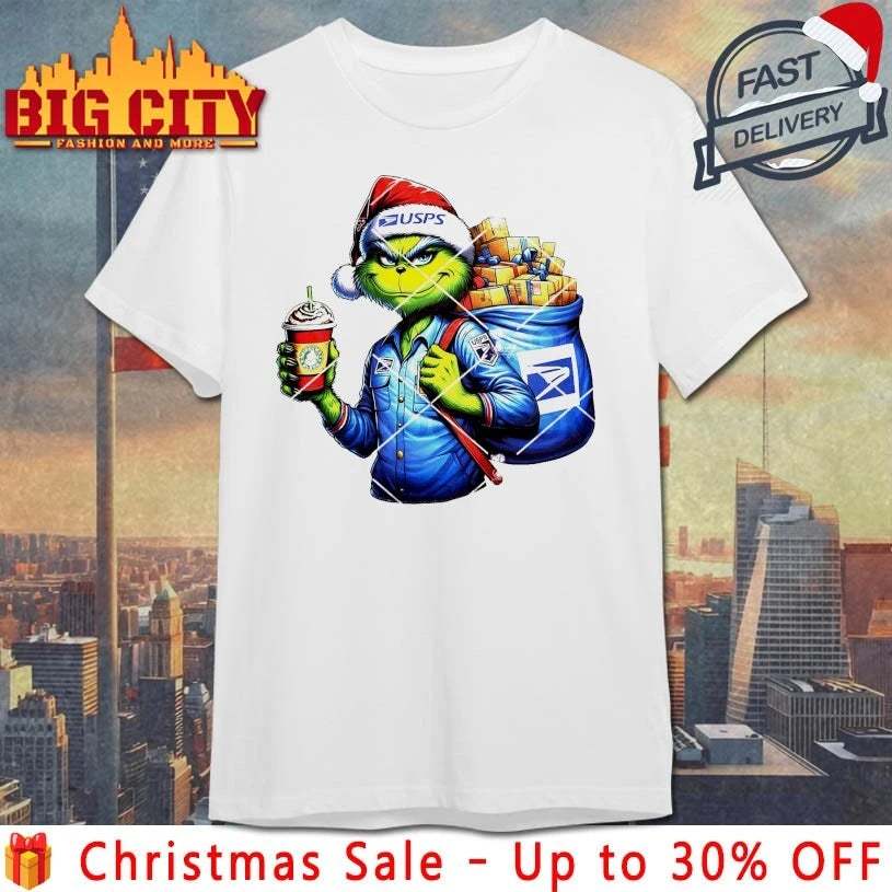 Santa Grinch Christmas as Usps Worker 2025 Shirt