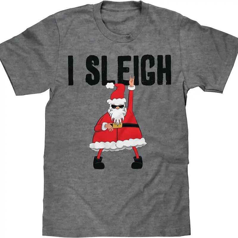 Santa I Sleigh T-Shirt - Gray Hoodie, Sweatshirt | RetroVerseTees.com