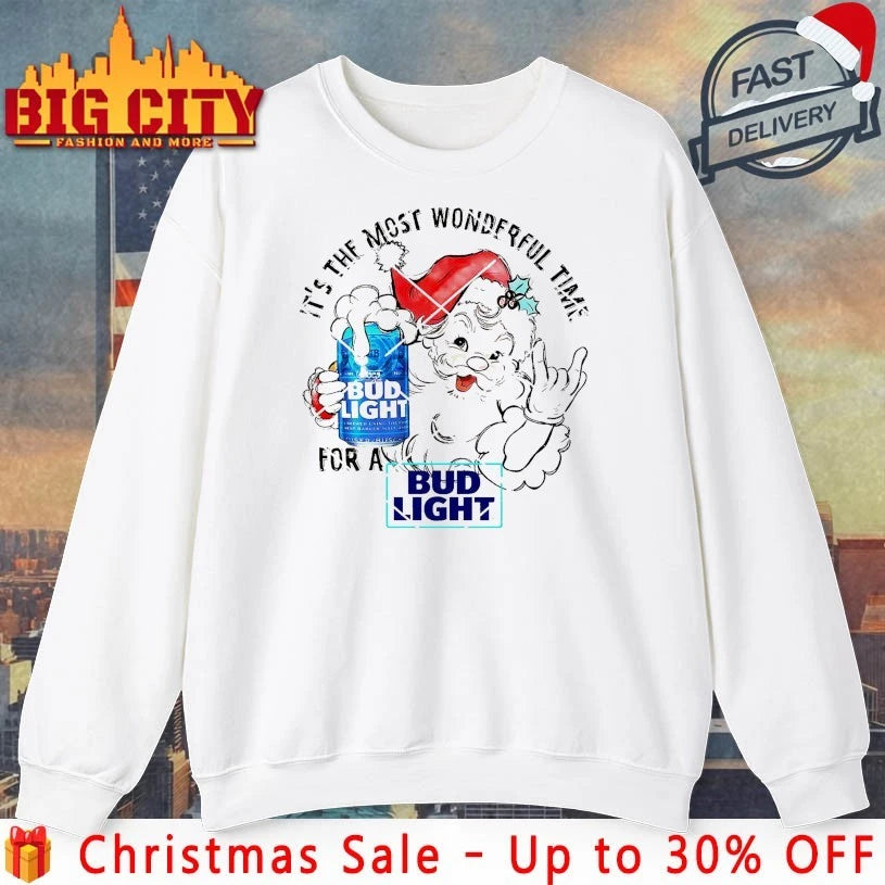 Santa It’s The Most Wonderful Time For A But Light christmas Shirt