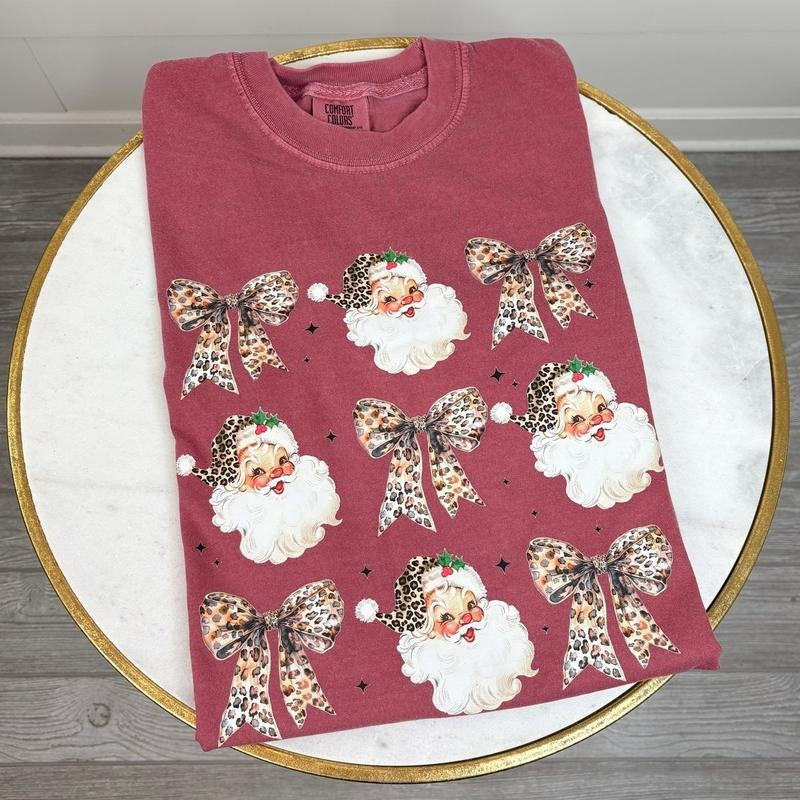 Santa Leopard Coquette Collage Comfort Colors T-Shirt 'NLB' Hoodie, Sweatshirt | RetroVerseTees.com