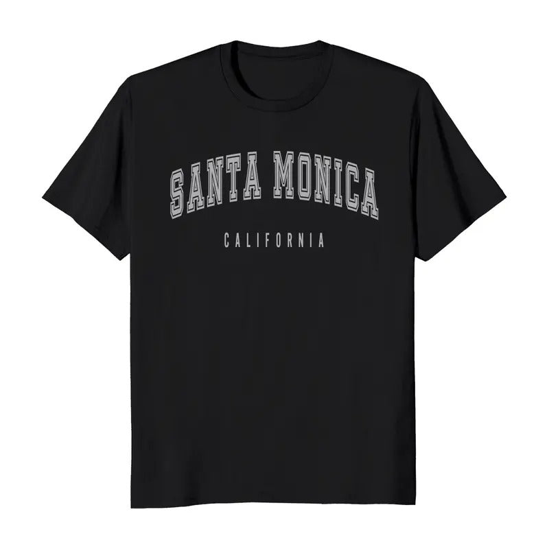 Santa Monica California Classic Short Sleeve Men's T-Shirt Casual Cotton Hoodie, Sweatshirt | RetroVerseTees.com