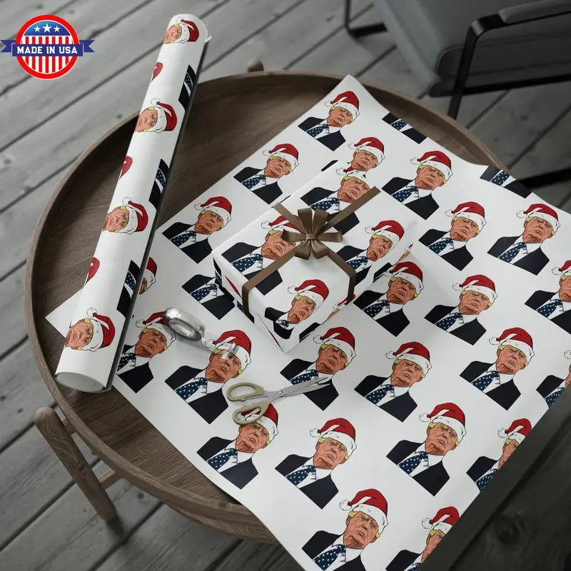 Santa Trump Wrapping Paper for Gifts - Pro Trump Christmas Gift Wrap Let's Go Brandon Maga Gift Wrap Christmas Trump 2024...