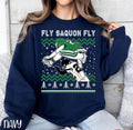 Saquon Barkley Jump Ugly Christmas Crewneck Sweatshirt, Merry Christmas Football T-Shirts, Hoodie | RetroVerseTees.com