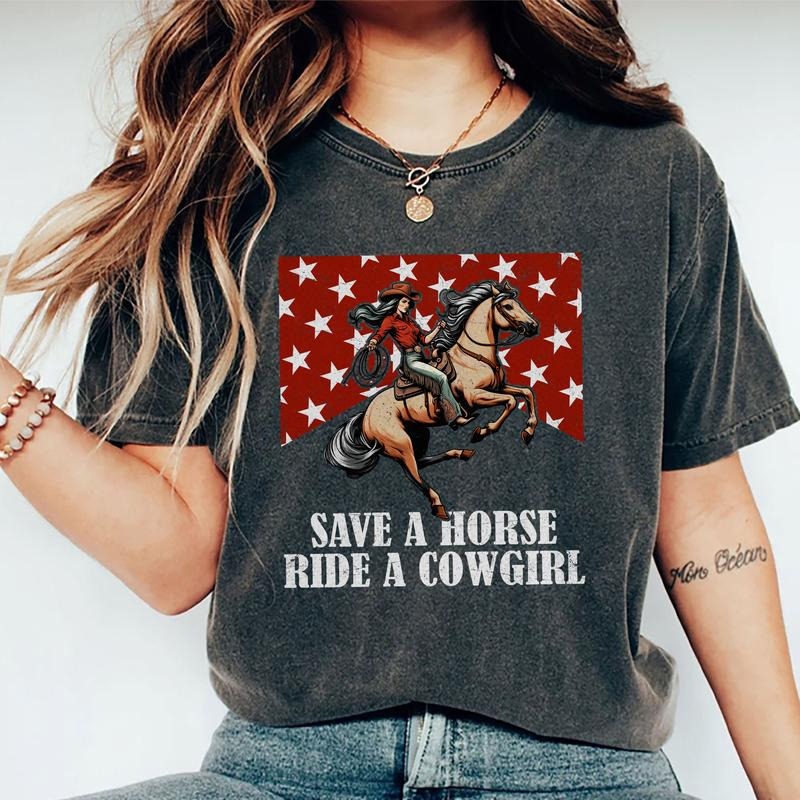 Save A Horse Shirt, Western Rodeo Vintage Tee,  Humor Unisex Graphic Printed Tee, Pride Month Retro Shirt, Cowgirl...