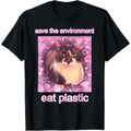 Save TNF Environment Eat Plastic Funny Cute Cat Meme T-Shirt Menswear Top Hoodie, Sweatshirt | RetroVerseTees.com