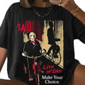 Saw   Movie Retro 90's T-Shirt, Scary Movie Shirt, Saw Reverse Bear Trap Movie Promo Shirt, 90s Saw   Movie Hoodie Cotton...