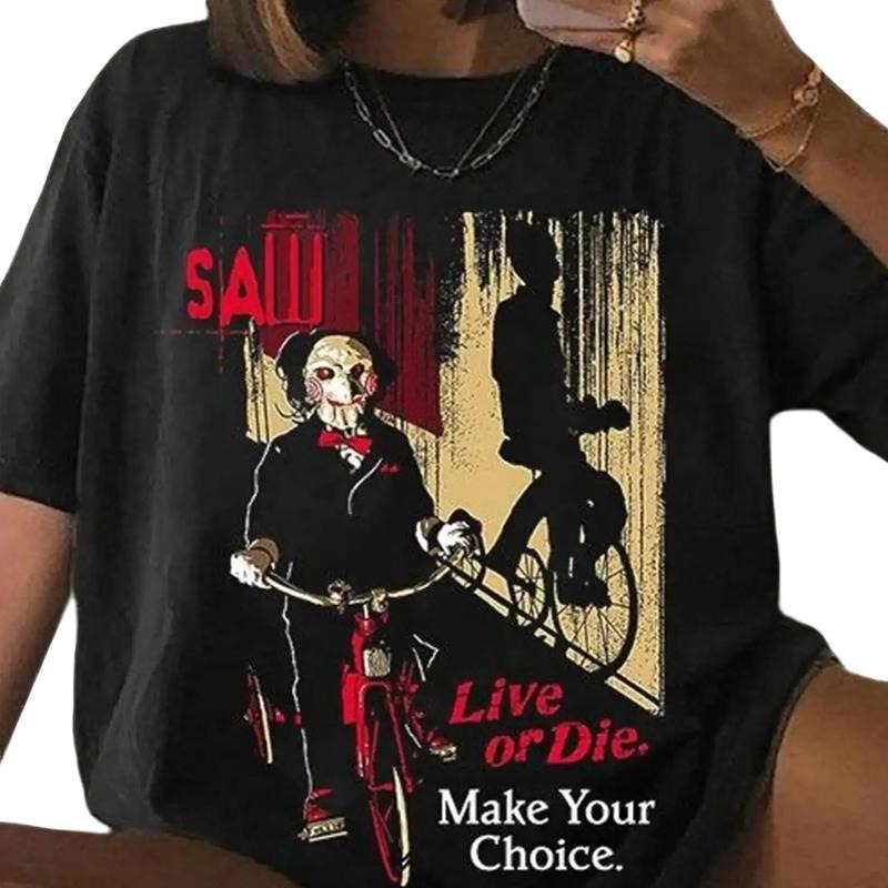 Saw   Movie Retro 90's T-Shirt, Scary Movie Shirt, Saw Reverse Bear Trap Movie Promo Shirt, 90s Saw   Movie Hoodie Cotton...