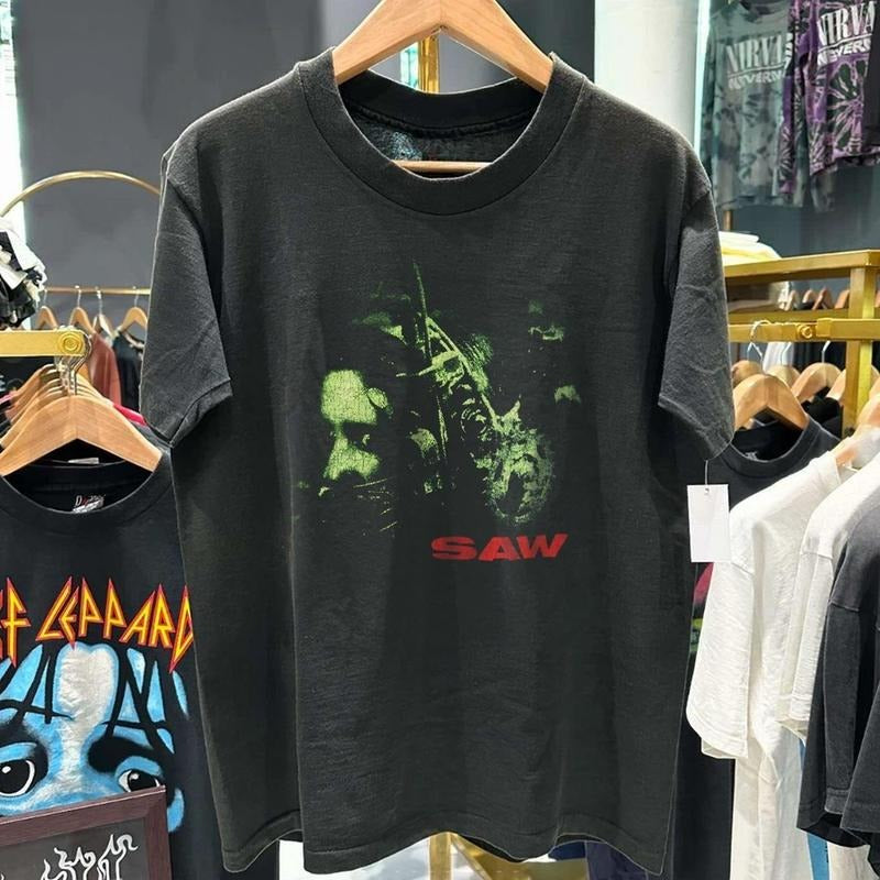 Saw Jigsaw Movie Shirt, Saw Movie Vtg 90's Black Unisex T shirt S-5XL KH13645 Cotton Menswear Hoodie, Sweatshirt