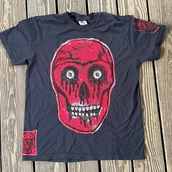 Scarlet Skull  Hand printed Limited Edition T Shirt Hoodie, Sweatshirt | RetroVerseTees.com