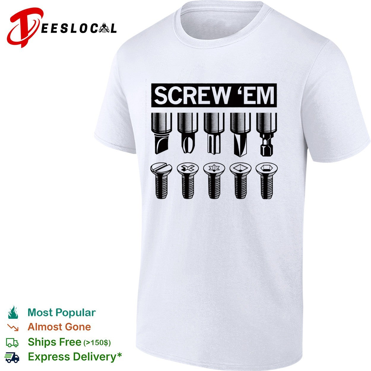 Screw ’em screwdriver bits types chart shirt