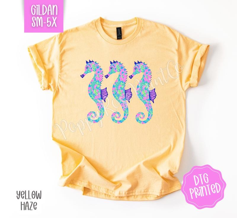 Seahorse Trio Shirt Gildan, Women's Beach Tee, Trendy Summer Tshirt Plus Sizes, Gift for Her Hoodie, Sweatshirt