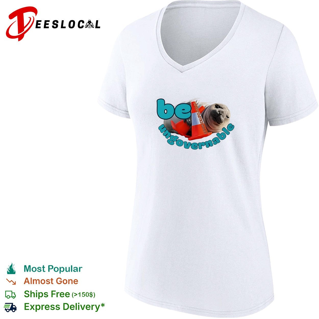 Seal holding traffic cone be ungovernable shirt