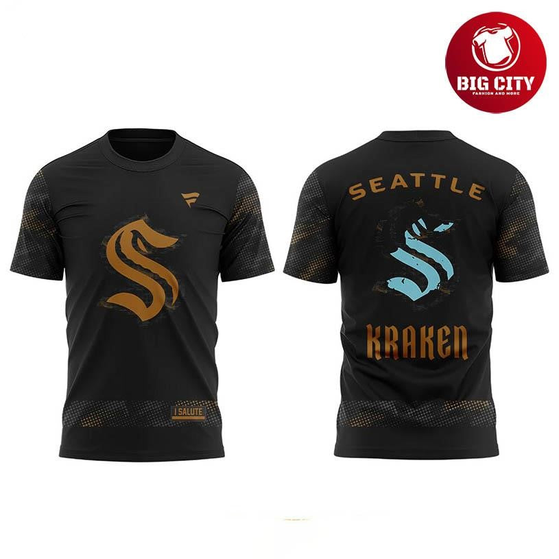 Seattle Kraken Military Appreciation Night 2025 Salute Two Sided Shirt