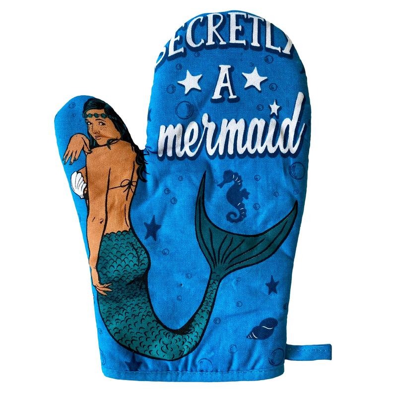 Secretly A Mermaid Oven Mitt Funny Sea Ocean Princess Novelty Kitchen Glove Funny Graphic Kitchenwear Novelty Cookware...