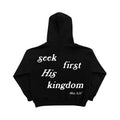 Seek First His Kingdom Graphic Hoodie vintage  shirts Cotton Menswear Sweatshirt | RetroVerseTees.com