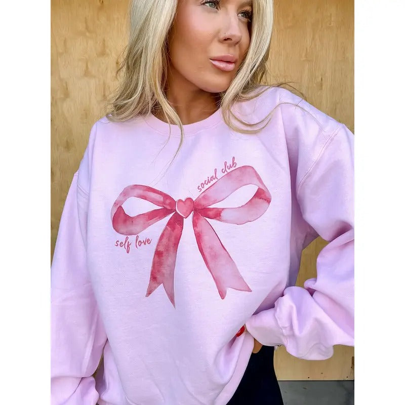 Self Love Social Bow Club Graphic Top T-Shirts, Hoodie, Sweatshirt | RetroVerseTees.com
