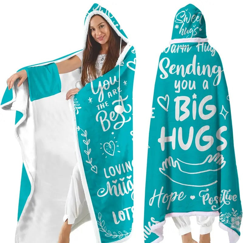 Sending Big Hugs Wearable Blanket Hoodie, Inspirational Gifts for Women, Friendship Gift for Women Friends, Birthday...