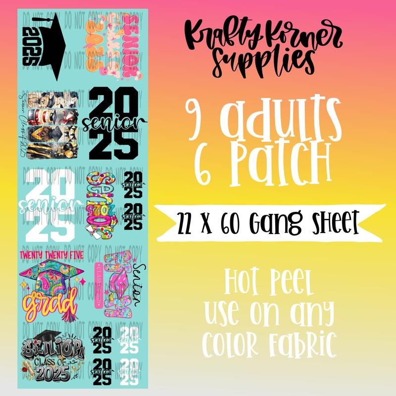 Senior 2025 DTF Transfer Gang Sheet, 22 x 60 T-Shirts, Hoodie, Sweatshirt | RetroVerseTees.com