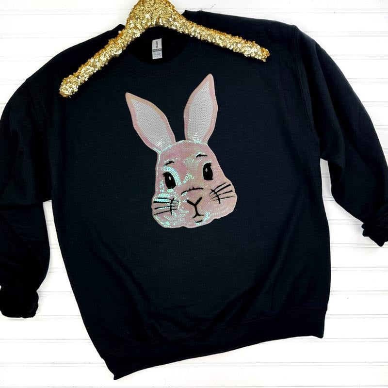 Sequin Bunny Face Gildan Sweatshirt T-Shirts, Hoodie | RetroVerseTees.com