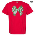 Sequin Red & Green Bow Patch Comfort Colors T-Shirt Hoodie, Sweatshirt | RetroVerseTees.com