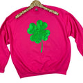 Sequin Shamrock Patch Sweatshirt -- HOT PINK T-Shirts, Hoodie | RetroVerseTees.com