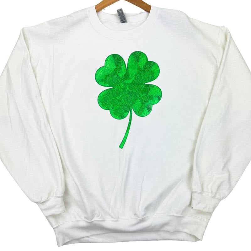 Sequin Shamrock Patch Sweatshirt -- Multiple Colors T-Shirts, Hoodie | RetroVerseTees.com