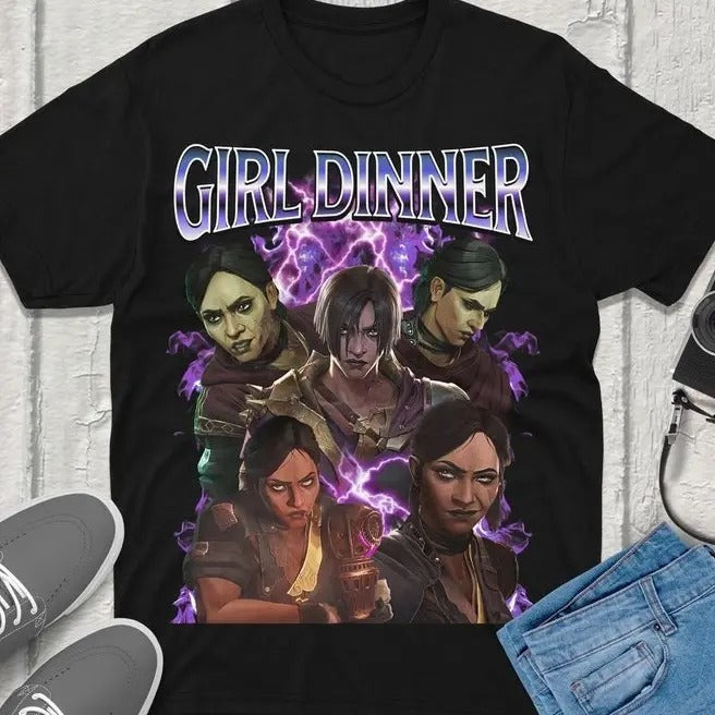 Sevika Arcane Girl Dinner T-Shirt Unisex Vintage Streetwear League of Legends Shirt Anime Apparel fanmerch lol...