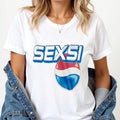 Sexsi Funny Meme White T-Shirt Parody Branding Logo Funny T-Shirt Hoodie, Sweatshirt | RetroVerseTees.com
