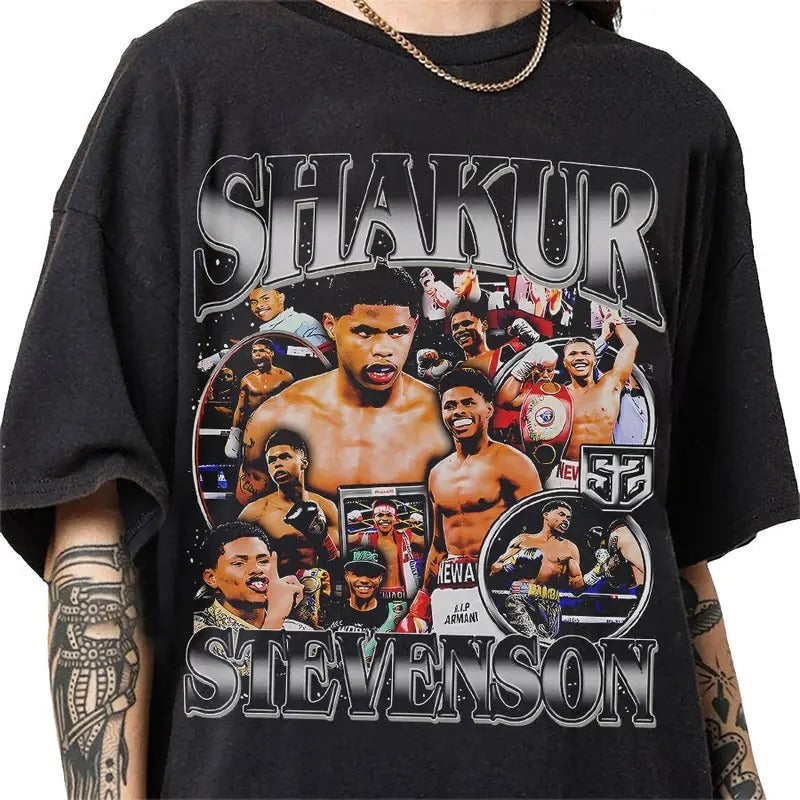 Shakur Stevenson 90s Vintage Bootleg Style T-Shirt, Classic Retro Graphic Unisex Tee Gift For Men and Women Hoodie,...
