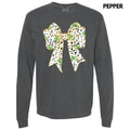 Shamrock Black Dot Bow Long Sleeve Comfort Colors T-Shirt Hoodie, Sweatshirt | RetroVerseTees.com