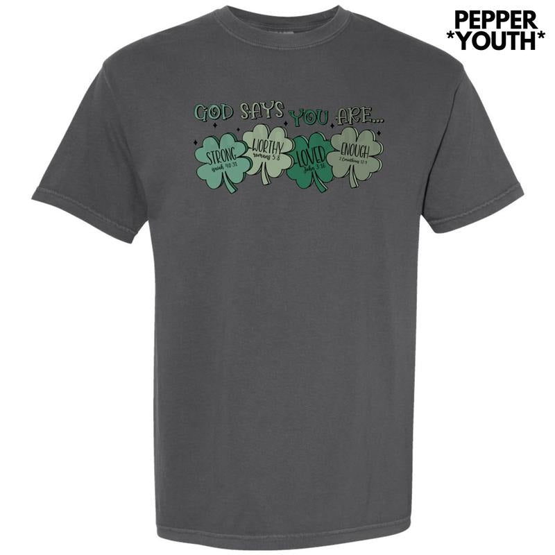 *** Shamrock God Says You Are Comfort Colors T-Shirt (Youth) Hoodie, Sweatshirt | RetroVerseTees.com