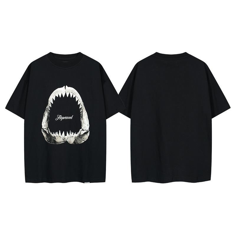Shark Head Round Neck Pullover Loose Short Sleeve T-Shirt Hoodie, Sweatshirt | RetroVerseTees.com