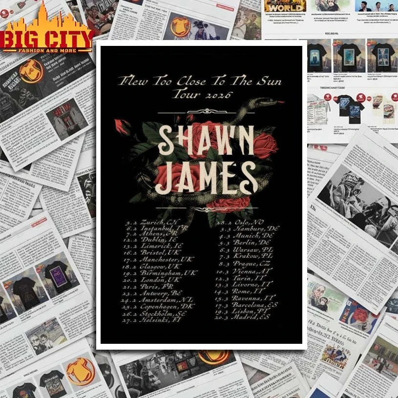 Shawn James 2026 Flew Too Close To The Sun Tour Poster shirt
