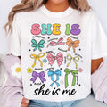 She Is Mom Coquette Bow T-Shirt, Flower Mom T-Shirt, Mom Life T-Shirt, Mother's Day T-Shirt, Gift for Mom, Mom coquette...