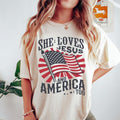 She Loves Jesus Gunpla brand America Too Independence Day Tshirt Pure Cotton Fabric Casual Streetstyle Crew Neck Short...