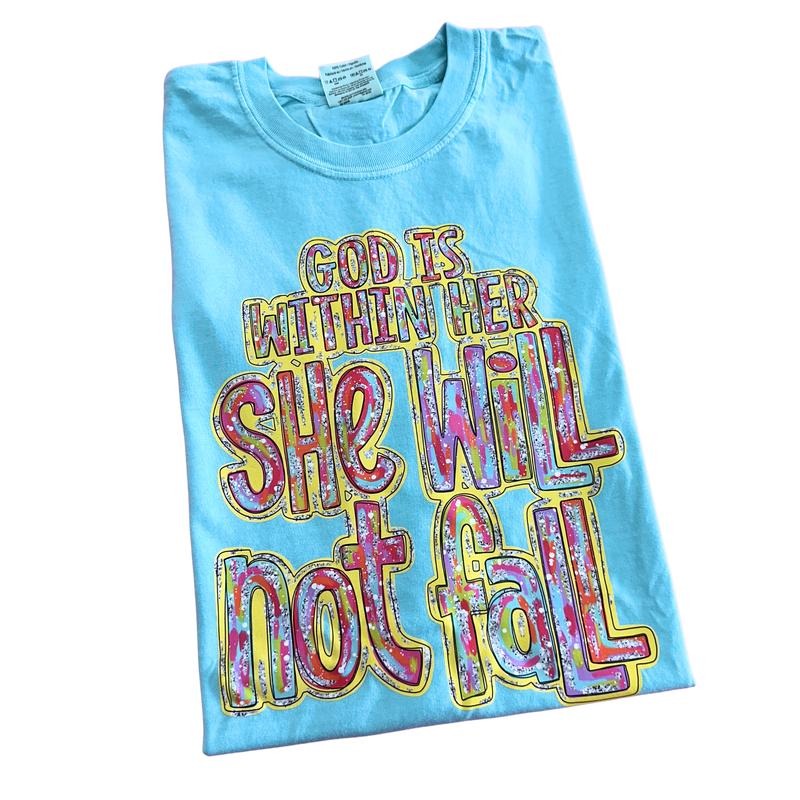 She Will Not Fall Comfort Colors T-Shirt Hoodie, Sweatshirt | RetroVerseTees.com