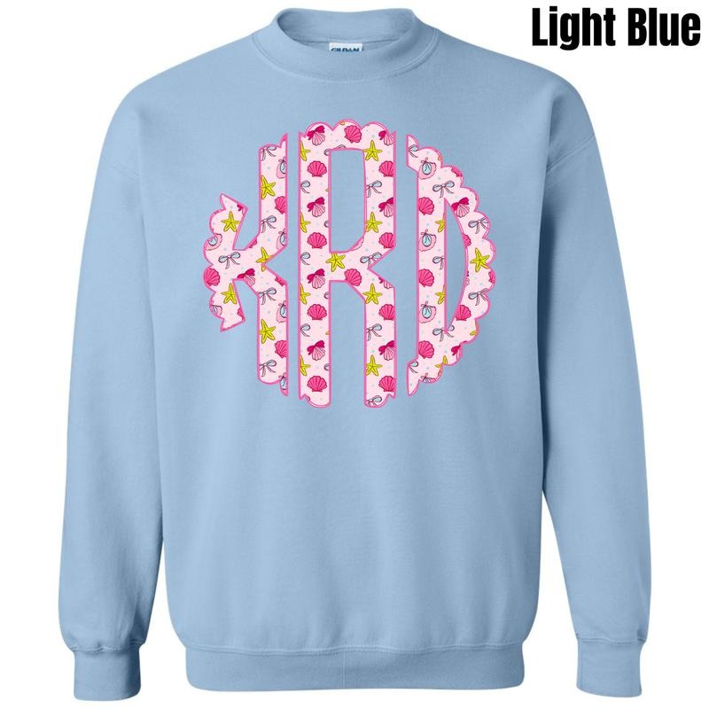 Shells & Bows Monogram Sweatshirt 'NLB' T-Shirts, Hoodie | RetroVerseTees.com