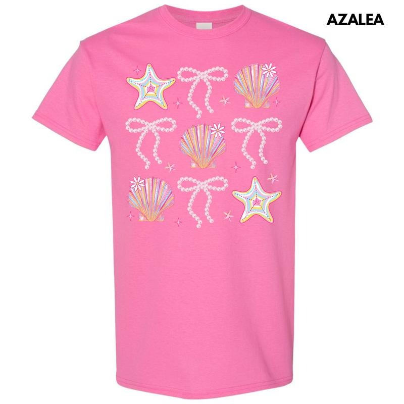 Shells & Stars Bow Collage Gildan Short Sleeve T-Shirt 'NLB' Hoodie, Sweatshirt | RetroVerseTees.com