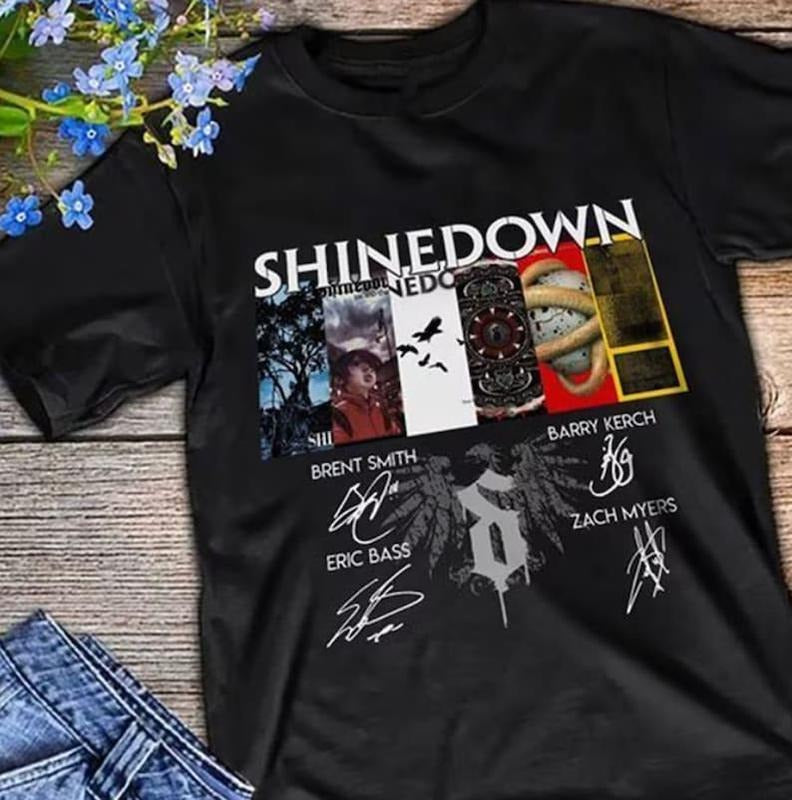 Shinedown Band Collage Album signed T-Shirt, Shinedown Tour T-Shirt, Shine Down Planet Zero Tour T-Shirt, Shine Down...