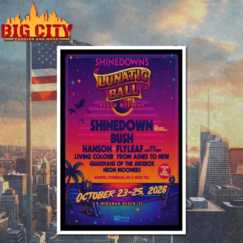 Shinedown Lunatic Ball Miramar Beach, FL Concert 2026 Poster shirt