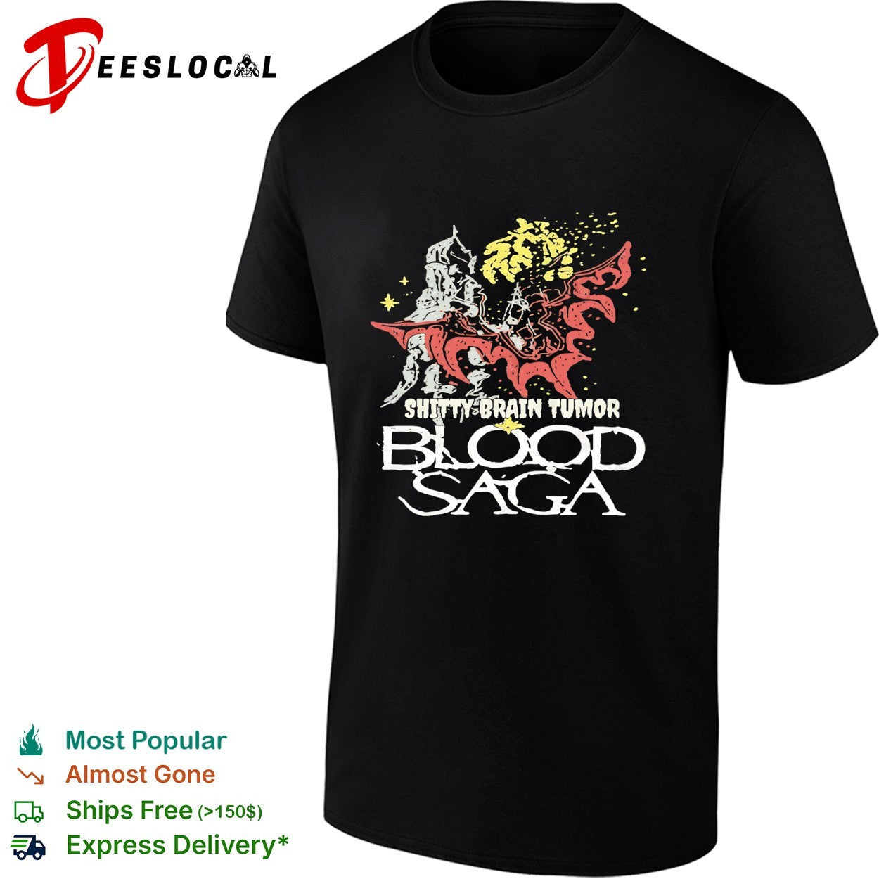 Shitty Brain Tumor Blood Saga skeleton horror band shirt