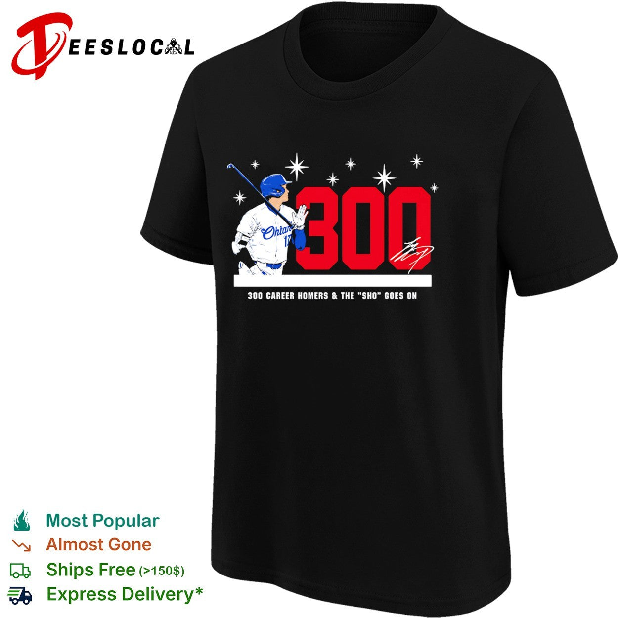 Shohei Ohtani 300 Career Homers and the Sho Goes On Los Angeles Dodgers Signature shirt
