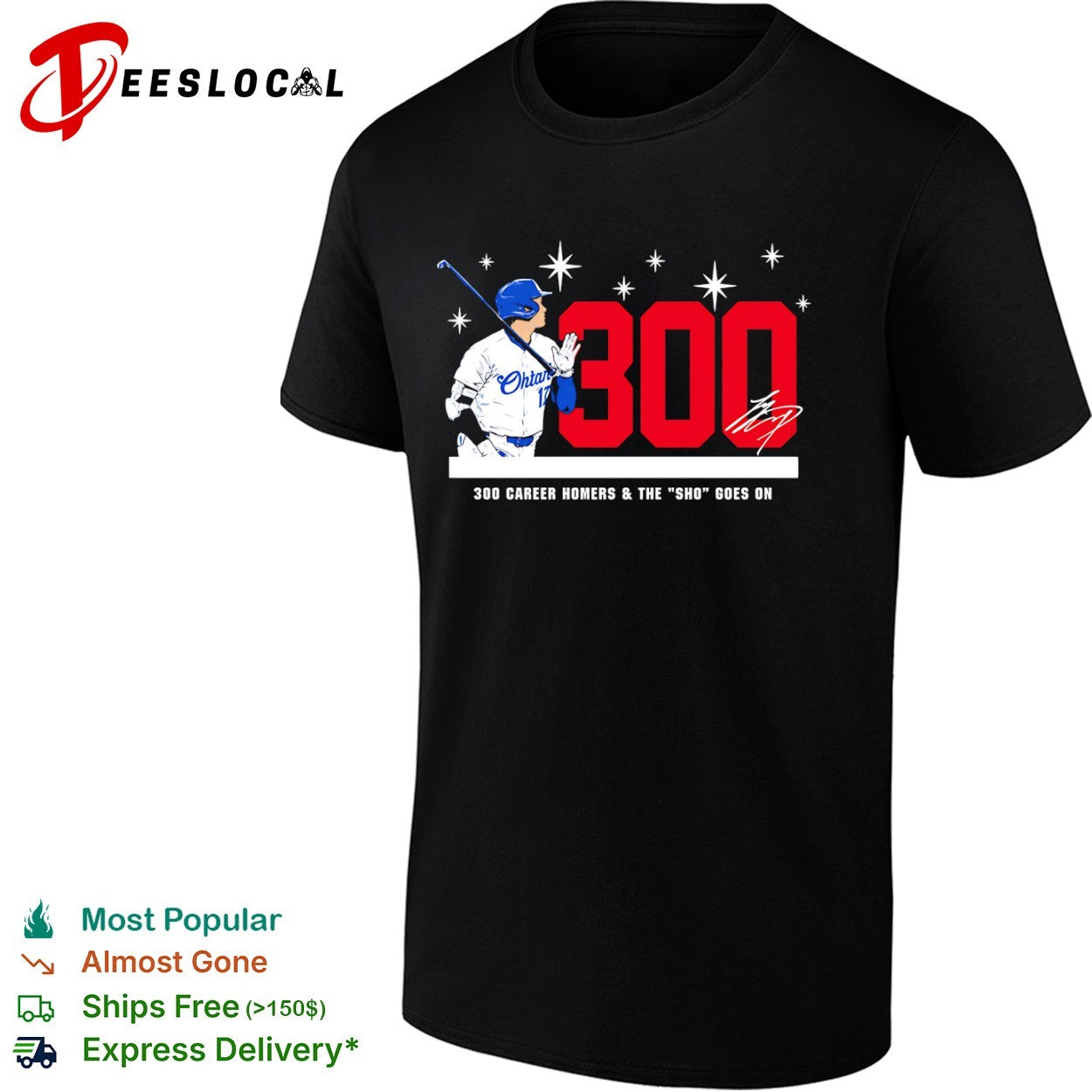 Shohei Ohtani 300 Career Homers and the Sho Goes On Los Angeles Dodgers Signature shirt