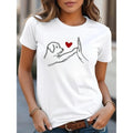 Short-Sleeve Round Neck Tee - Casual Women'WB shield T-Shirt With Dog High-Five Gunpla brand Heart Print For Everyday...